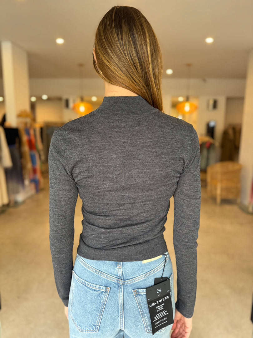 MAINE TURTLENECK MERINO TOP - CHARCOAL