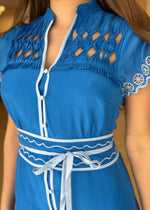 Load image into Gallery viewer, XANTHIA DIAMOND SMOCK DRESS - BLUE
