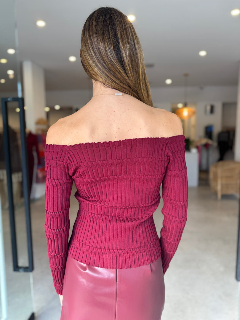 MAI OFF SHOULDER KNIT - MERLOT