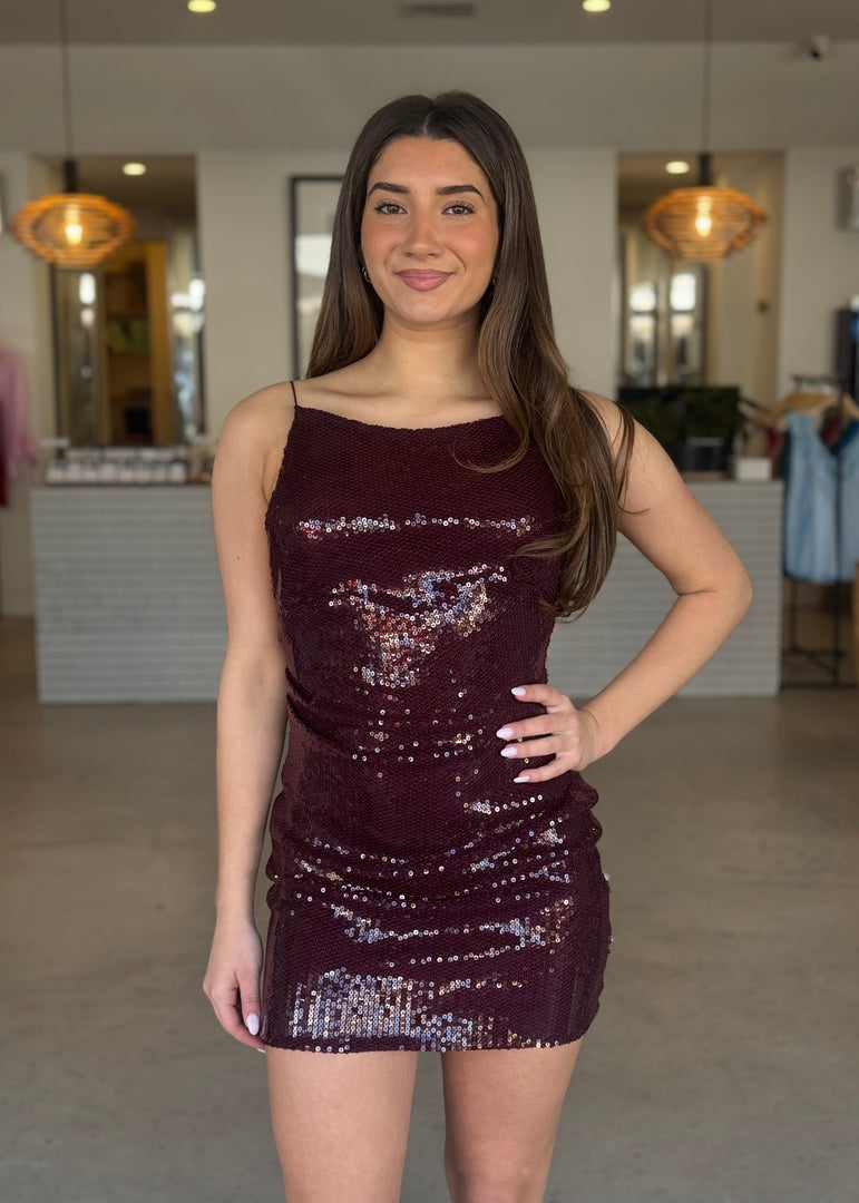 CELESTIA MINI DRESS - PLUM