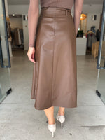 Load image into Gallery viewer, SANCIA FAUX LEATHER SKIRT ESPRESSO
