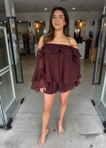 Load image into Gallery viewer, ANIKA RUFFLE TOP UMBER
