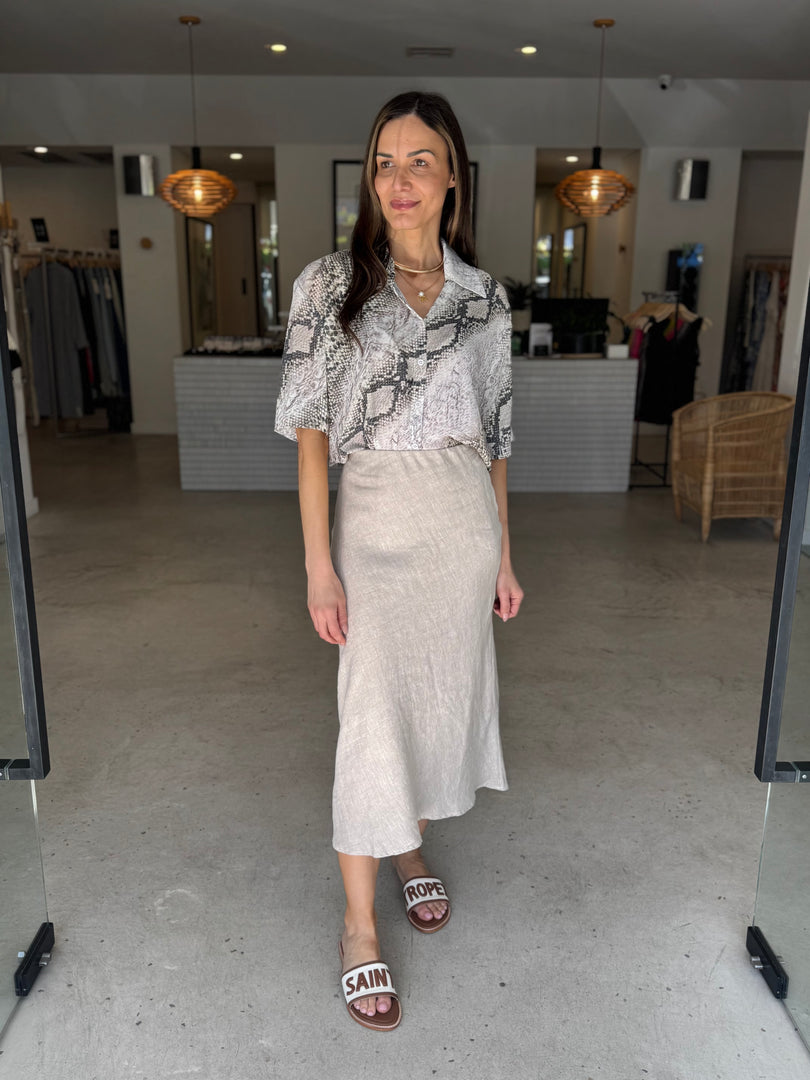 BLISS LINEN SKIRT NATURAL