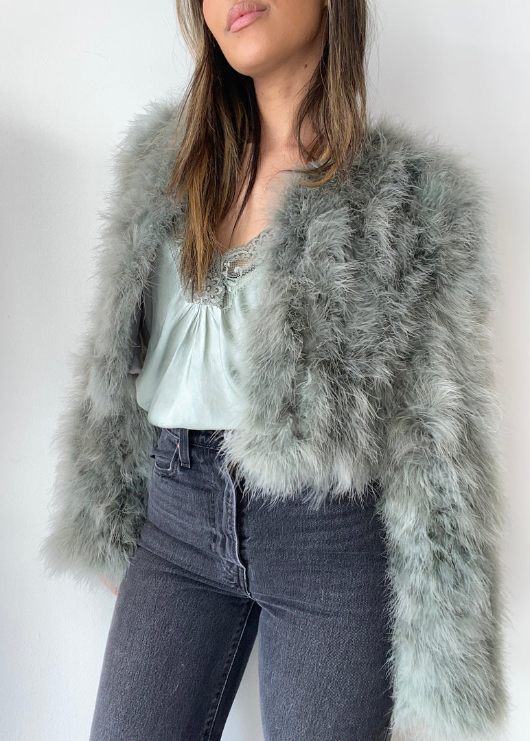 MANHATTAN CROP JACKET - SAGE
