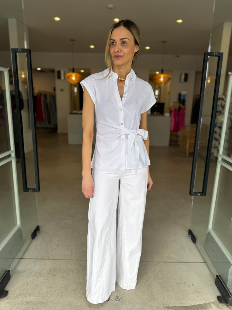 KIVA SIDE TIE BLOUSE WHITE