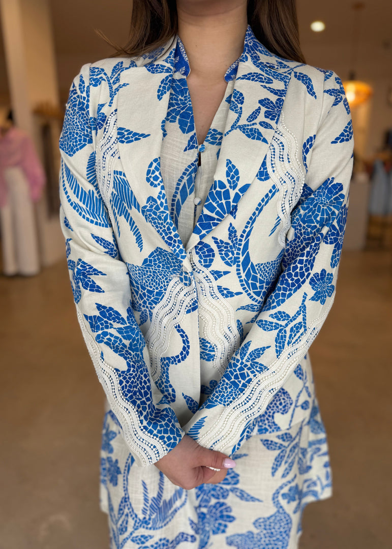LEANDRO LACE TRIM BLAZER - MOSAIC