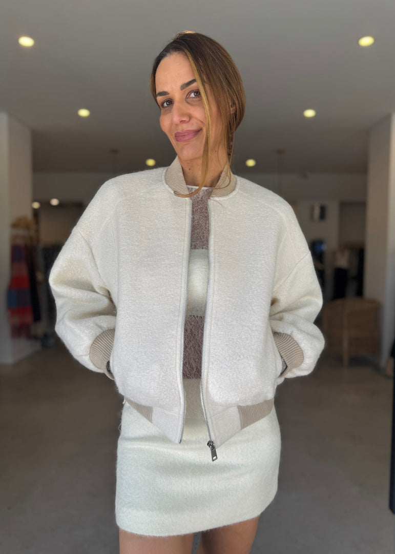 ALANNA BOUCLE BOMBER JACKET