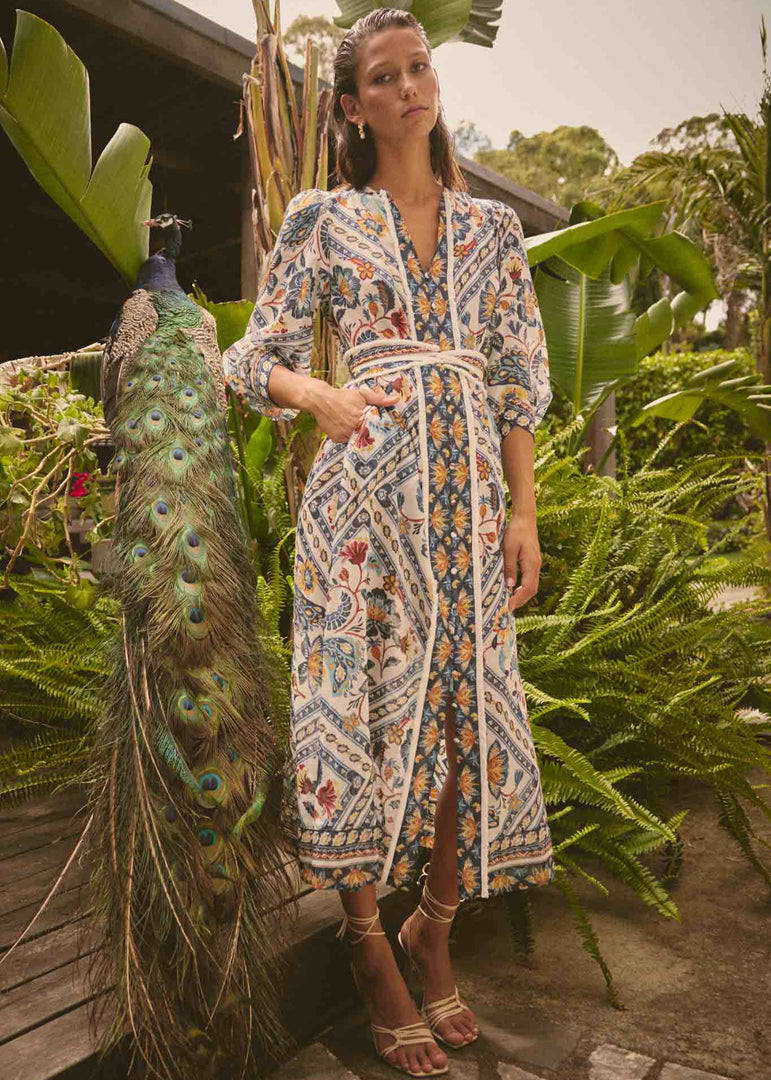 ALEXIS SILK COTTON MIDI DRESS