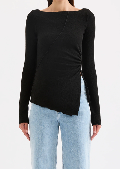 CORA LS TOP - BLACK