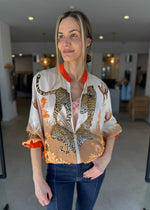 Load image into Gallery viewer, SILK BLEND LEOPARD BOMBER - ORANGE
