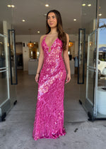 Load image into Gallery viewer, SAPPHIRE SEQUIN MAXI DRESS FUCHSIA

