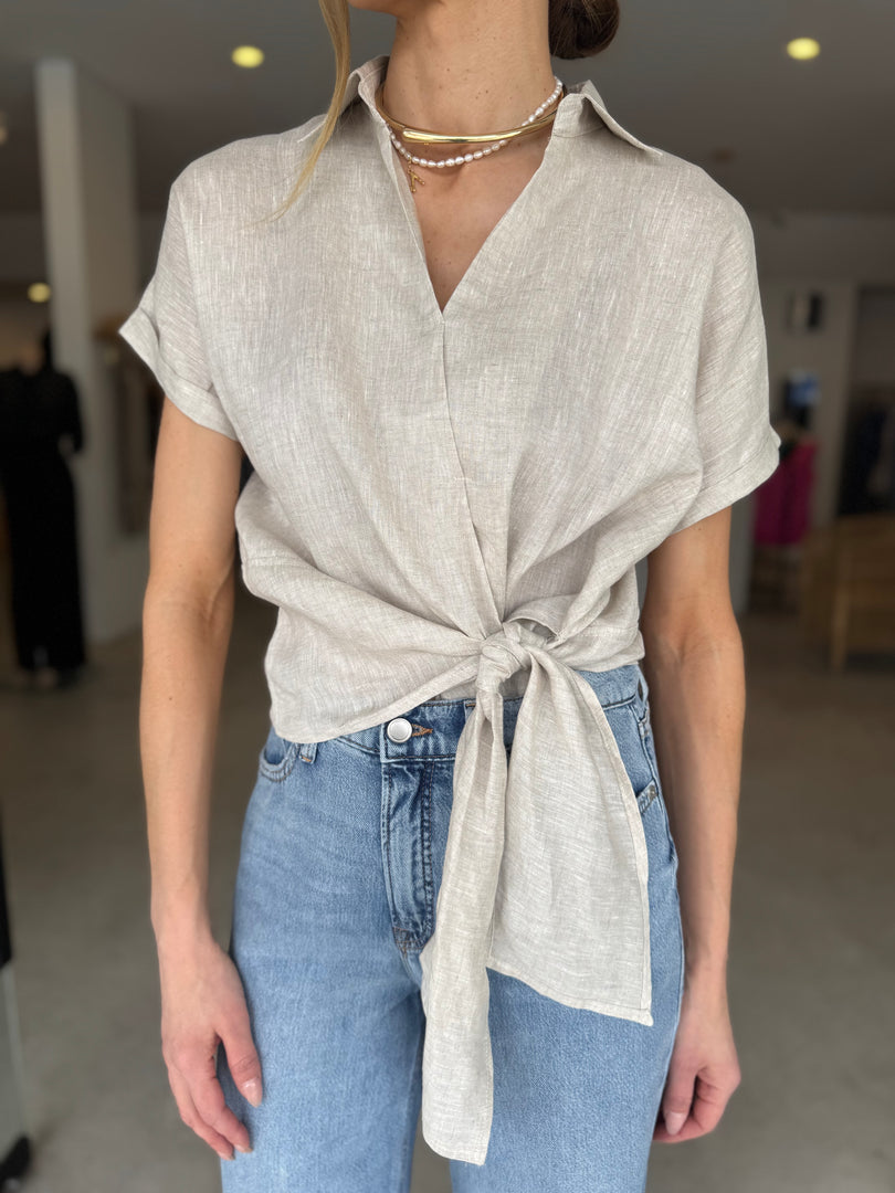 TALIA MID TIE BLOUSE NATURAL