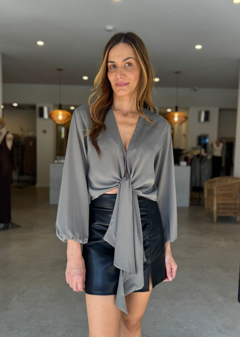 TILLY TIE BLOUSE KHAKI