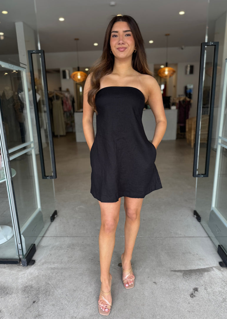 ELYSE LINEN MINI DRESS