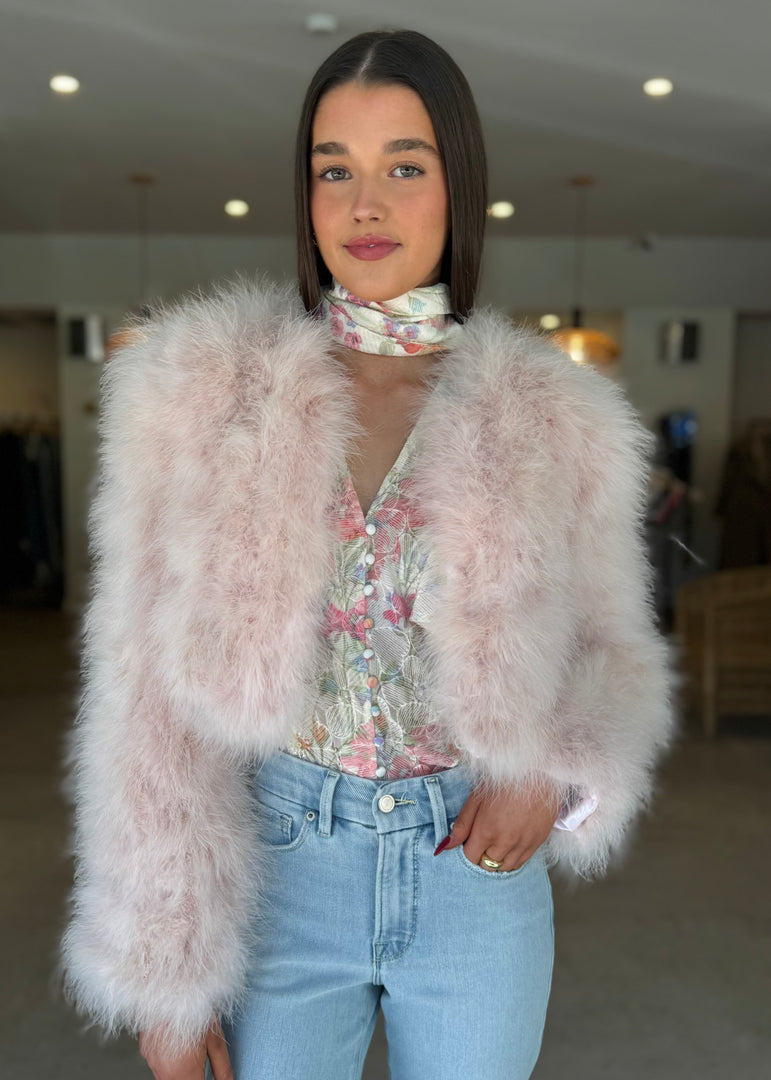 MANHATTAN CROP JACKET - BABY PINK