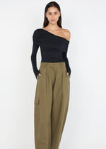 Load image into Gallery viewer, TILLIE DRAPE TOP BLACK
