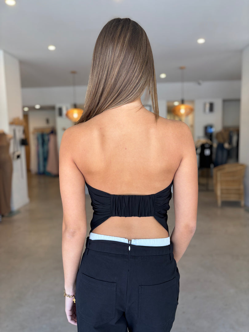 ARCHER STRAPLESS TOP BLACK