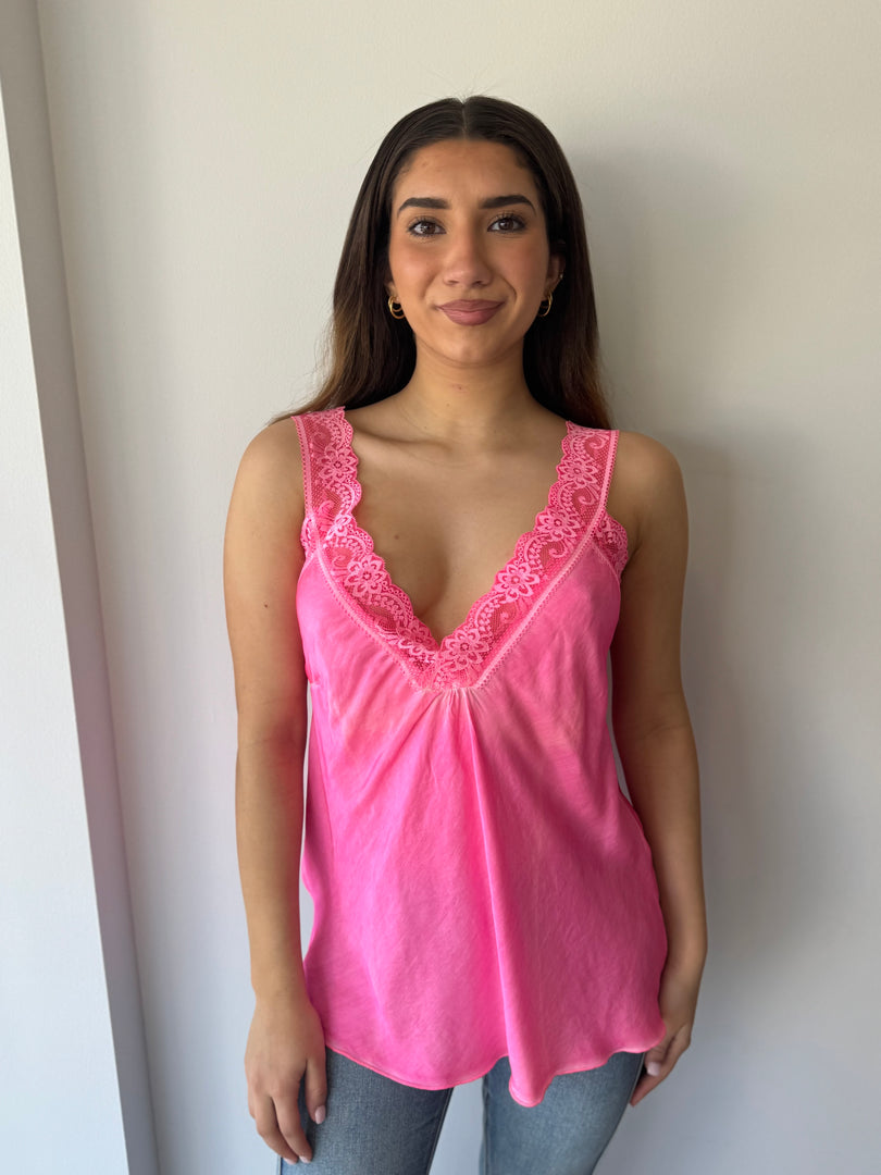 LACE CAMI * FLURO FUXIA