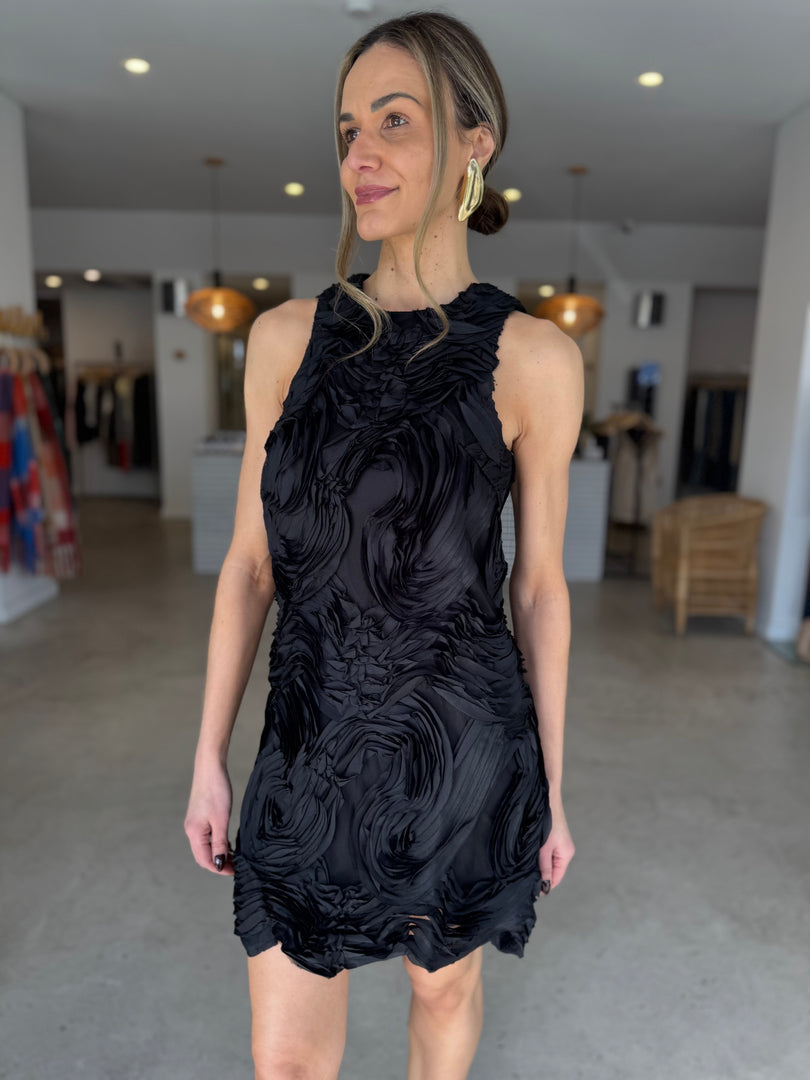 ASHER MINI SHIFT DRESS - BLACK