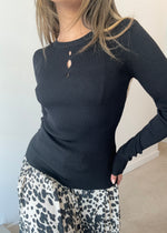 Load image into Gallery viewer, SALSA KNIT TOP BLACK
