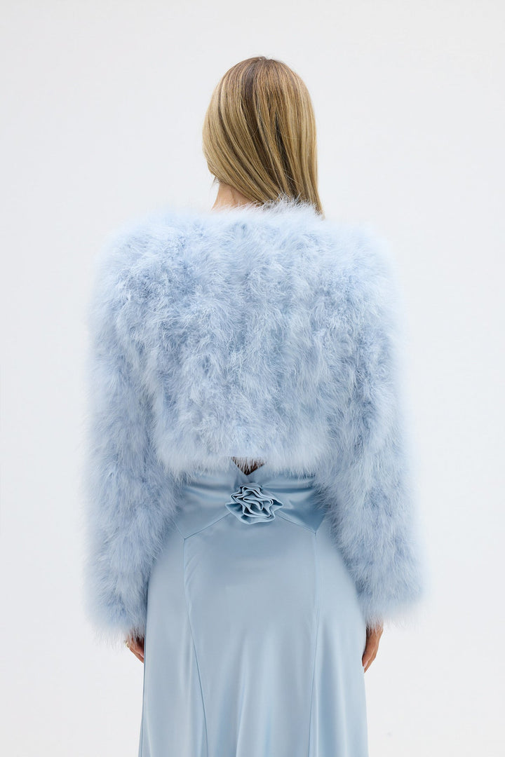 MANHATTAN CROP JACKET - BABY BLUE