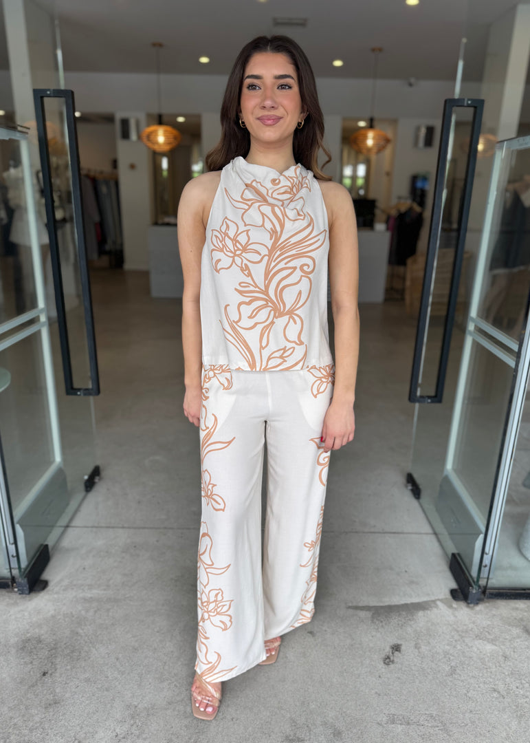 LOLITA TOP ECRU FLORAL