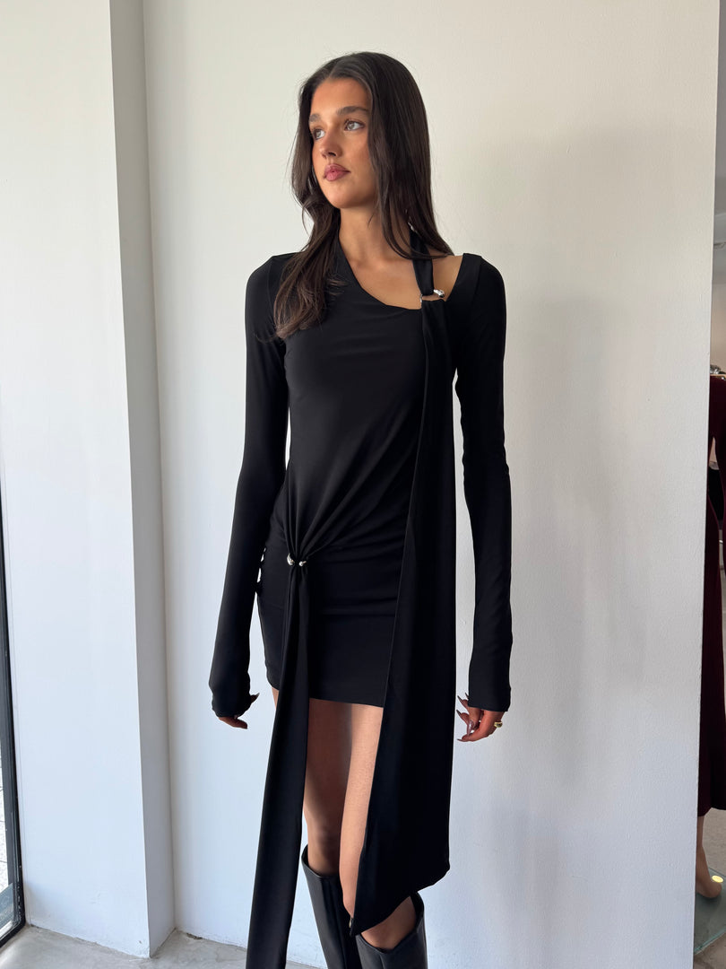 TENSION JERSEY MINI DRESS