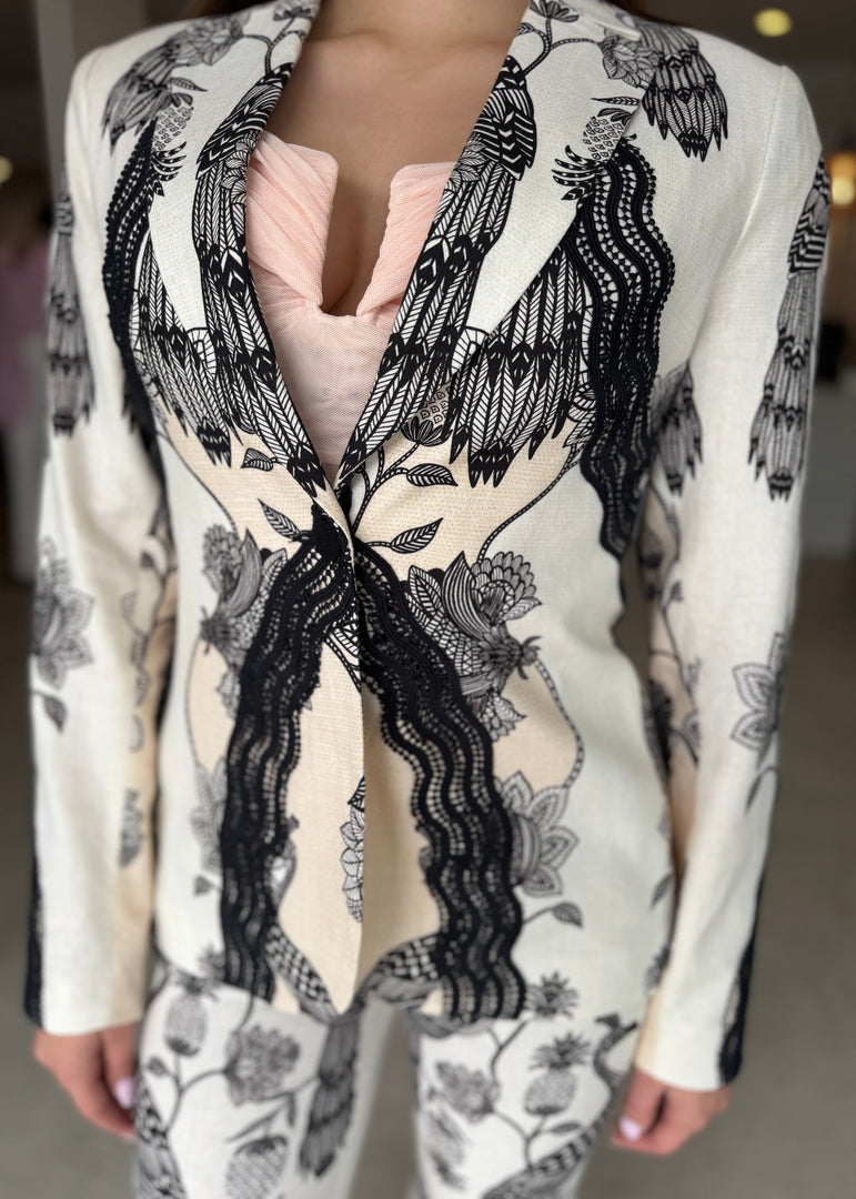 LEANDRO LACE TRIM BLAZER - IMPERIAL