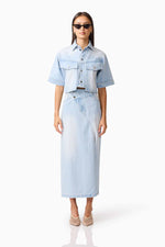 Load image into Gallery viewer, CURAAE Silvie Denim Top &amp; Skirt Set