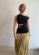 Load image into Gallery viewer, SERENE ASYM MAXI DRESS BLK/STRAW
