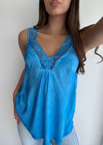 Load image into Gallery viewer, LACE CAMI * BLUE CINA
