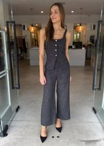 Load image into Gallery viewer, LEVIN TWEED VEST PANT SET BLK/WHT
