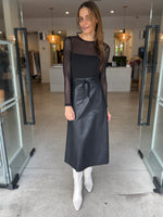 Load image into Gallery viewer, SANCIA FAUX LEATHER SKIRT BLACK
