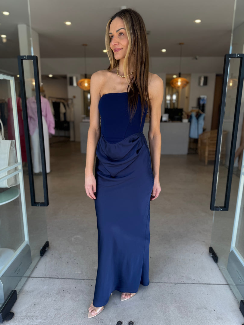 CHIARA STRAPLESS GOWN - NAVY
