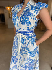 CALLISTA PETAL SLV DRESS - MOSAIC