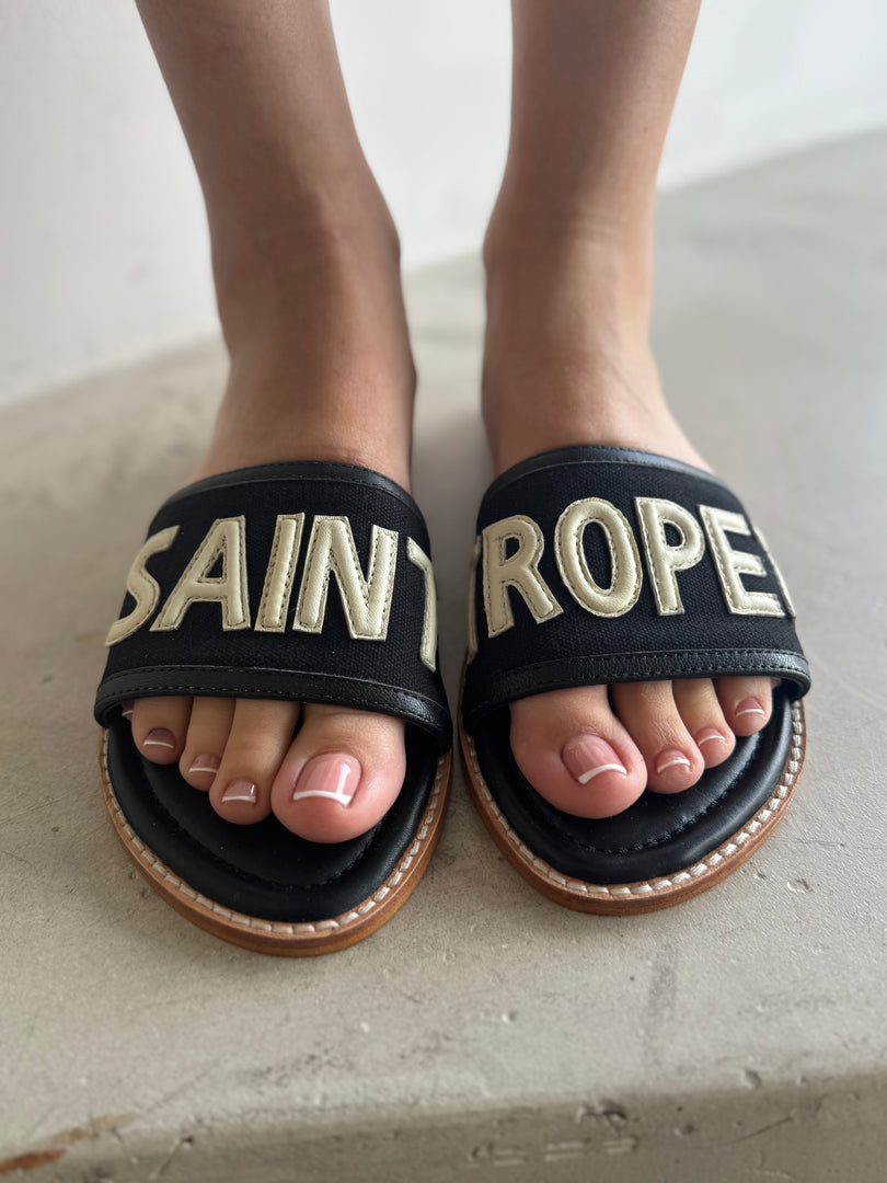 SAINT TROPEZ SLIDES - BLACK