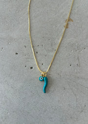 TURQUOISE EYE CORNO NECKLACE