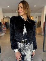 Load image into Gallery viewer, LOLA CROP FUR JACKET - BLACK
