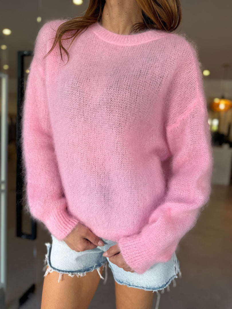 KID MOHAIR CREW KNIT - BABY PINK