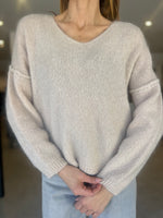 Load image into Gallery viewer, TROMBOLI V NECK KNIT - TAUPE
