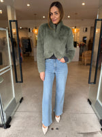 Load image into Gallery viewer, REINA FAUX FUR JACKET JADE
