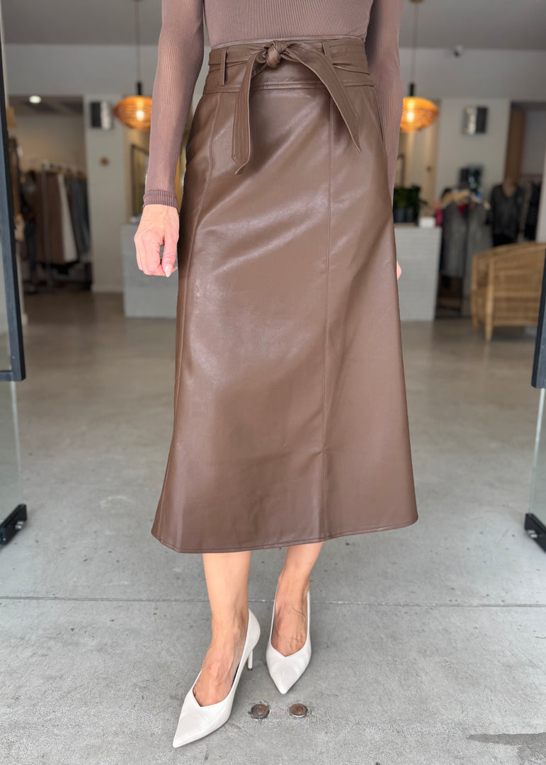 SANCIA FAUX LEATHER SKIRT ESPRESSO