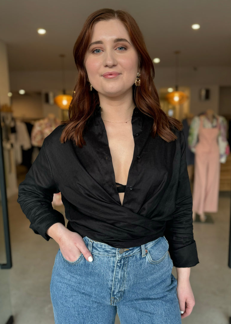 WRAP SHIRT - BLACK