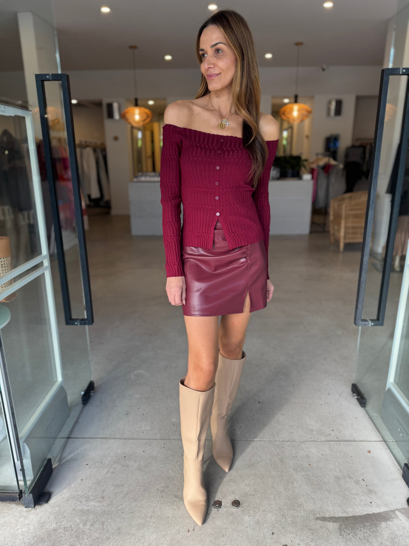 MAI OFF SHOULDER KNIT - MERLOT