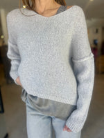 Load image into Gallery viewer, TROMBOLI V NECK KNIT - SILVER
