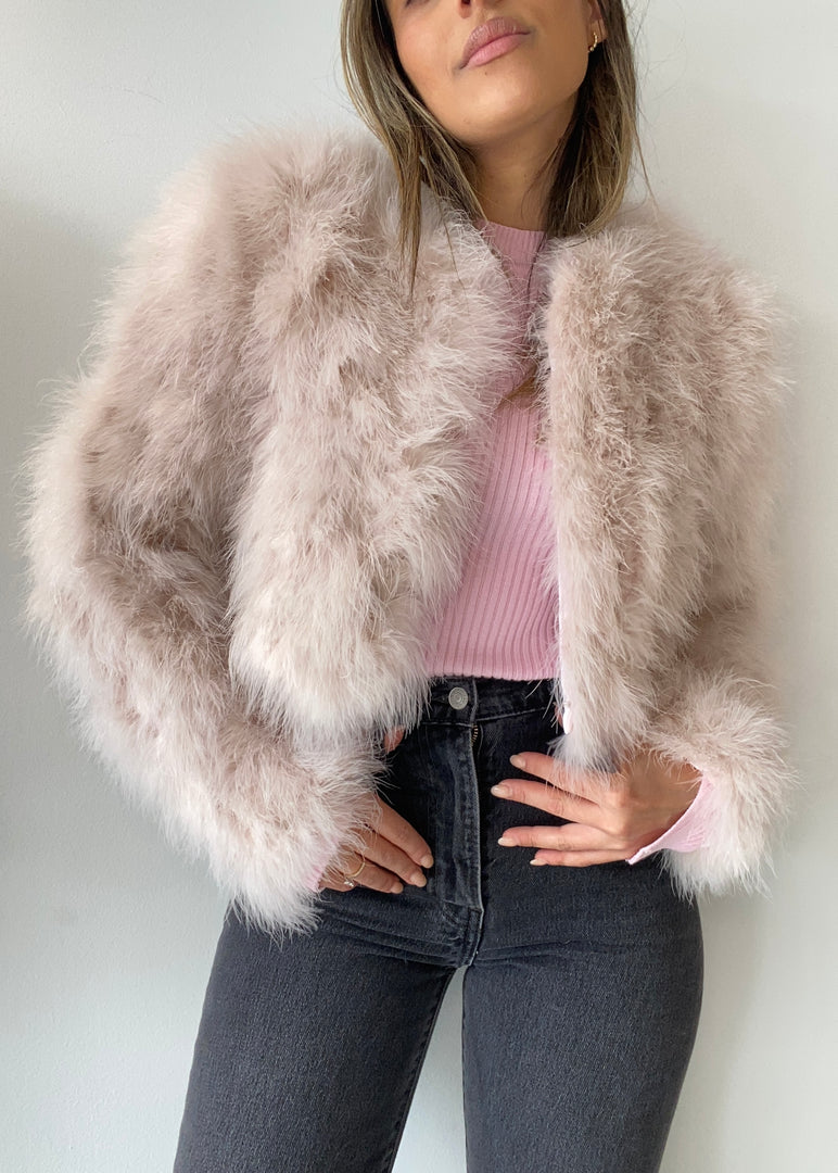 MANHATTAN CROP JACKET BABY PINK