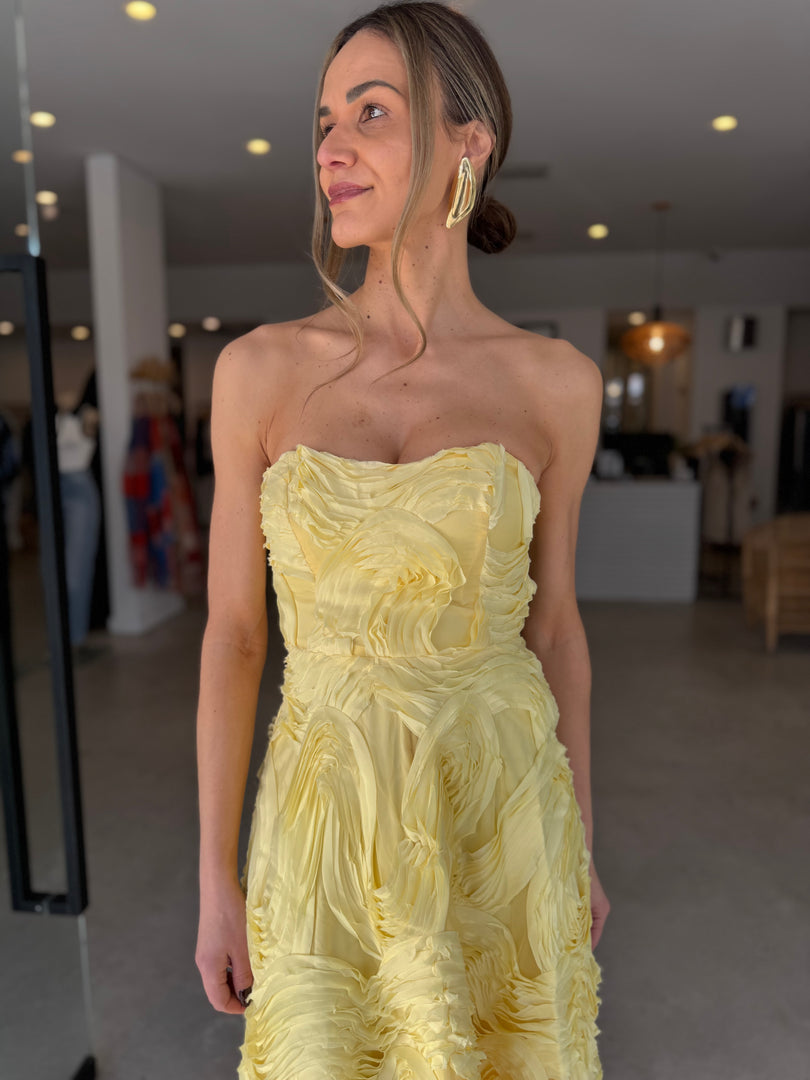 ASHER MIDI DRESS - YELLOW