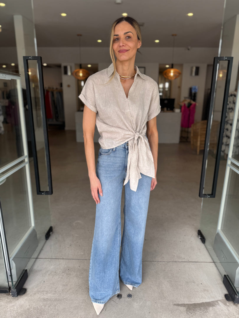 TALIA MID TIE BLOUSE NATURAL
