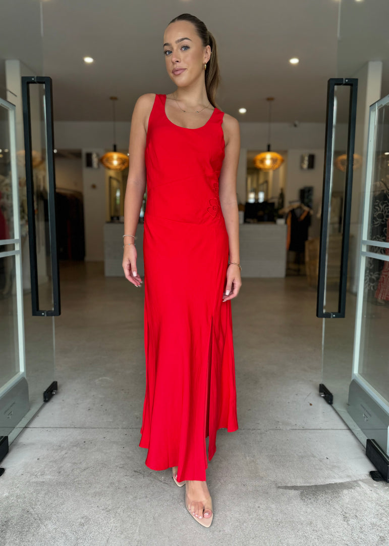 REVERIE MIDI DRESS RED