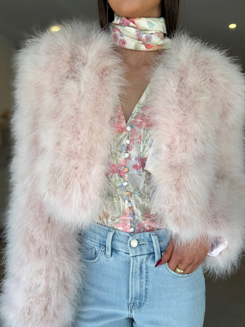 MANHATTAN CROP JACKET - BABY PINK